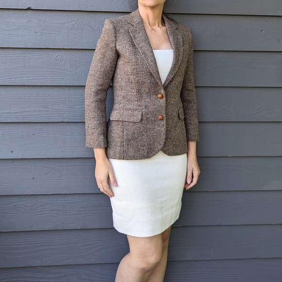 vintage STRAPLESS IVORY DRESS wool boucle 1990's S - Picture 5 of 15